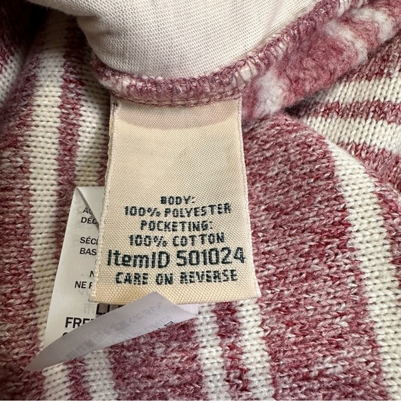 L.L. Bean Med Petite Red & Cream Striped Cowl Neck Cozy Pullover - Picture 5 of 6
